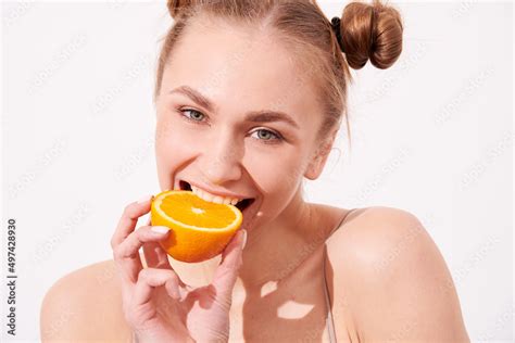 Pretty Charming Joyful Attractive Cheerful Funny Comic Positive Nude Natural Pure Girl Having