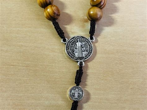 Olive Wood Rosary St Benedict Medals Handmade Catholic Etsy