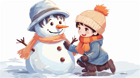 Children Joyfully Crafting Snowmen with Carrot Noses | Premium AI ...