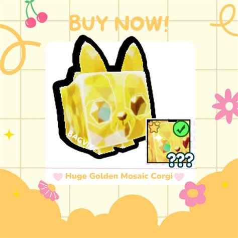 Golden Huge Mosaic Corgi Pet Simulator X Pet Sim Psx Pet Sim X