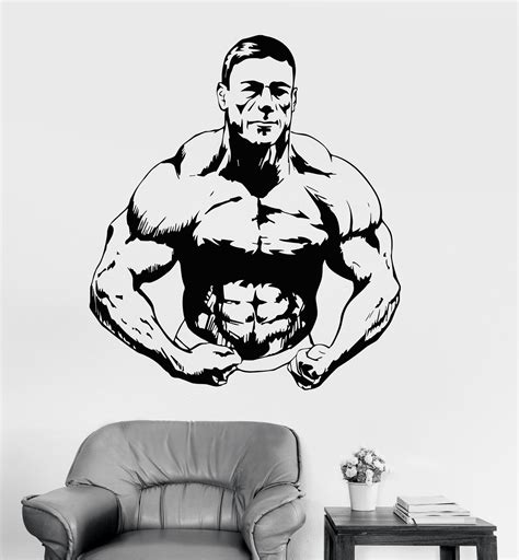 Vinyl Wall Decal Athlete Muscled Bodybuilding Gym Fitness Stickers Uni