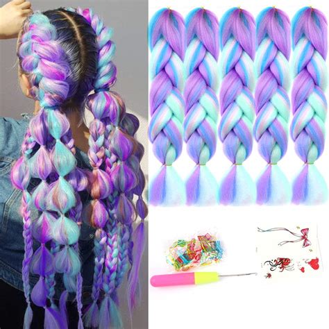 Clicling 4 Colors Mix Braiding Hair Extensions Jumbo Hair 5pcslot 24 Inch