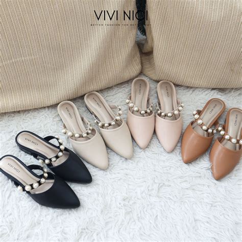 Jual VIVI NICI Goomba Sandal Mules Wanita Hak 3 Cm Shopee Indonesia