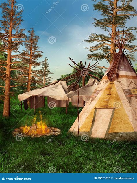 Indian Camp In The Forest Stock Photos - Image: 23621023