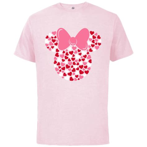 Disney Minnie Mouse Icon Pink Hearts Valentine S Day Short Sleeve Cotton T Shirt For Adults