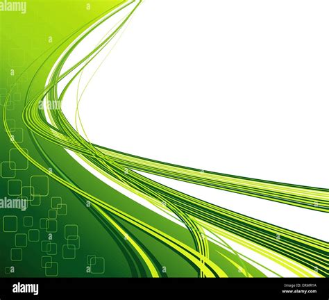 Vector Abstract Green Color Curved Lines Background Technology Banner