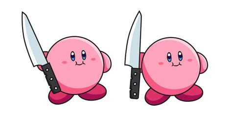 two cartoon characters with knives in their hands, one is pink and the ...