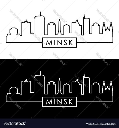 Minsk skyline linear style editable file Vector Image