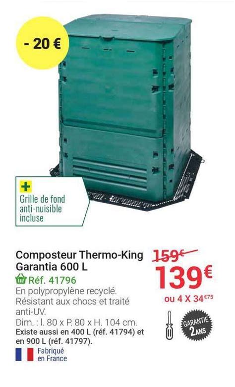 Promo Composteur Thermo King Garantia 600 L Chez Gamm Vert