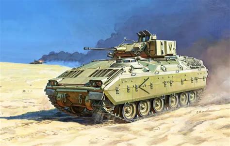 Wallpaper war, art, painting, M2 Bradley, Bradley Fighting Vehicle ...