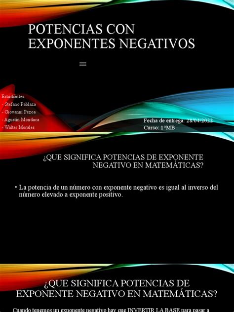 Potencias Con Exponentes Negativos | PDF