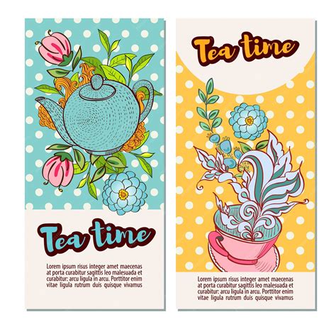 Premium Vector Tea Time Design Banner Templates Set