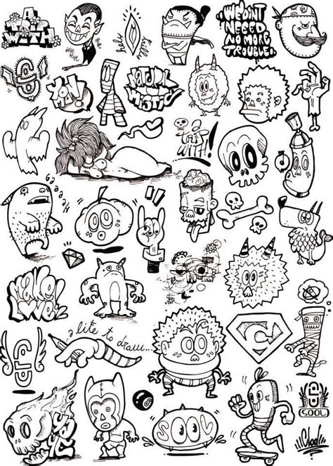 An Image Of Cartoon Characters Drawn In Black And White