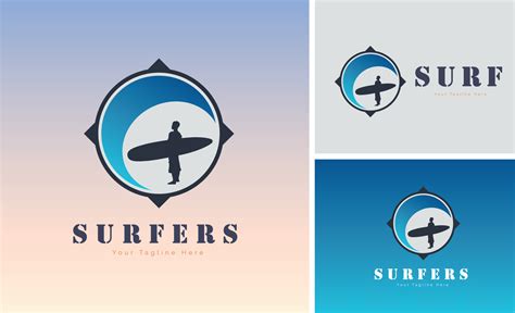 Surf surfers wave logo design template for brand or company and other ...