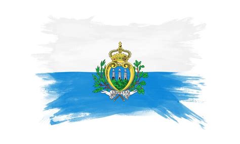 Trazo De Pincel De Bandera De San Marino Bandera Nacional Sobre Fondo