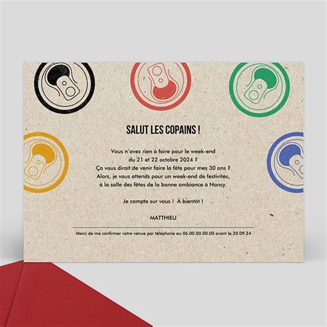 Invitation Anniversaire Adulte Olympiades Popcarte