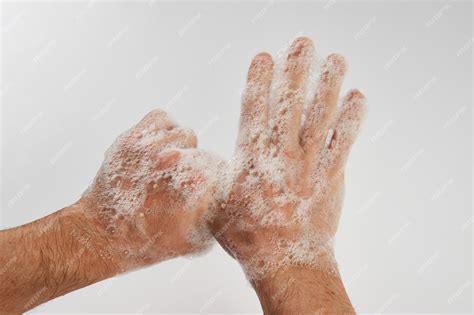 Premium Photo Man Washing Dirty Hands With Soap Close Up