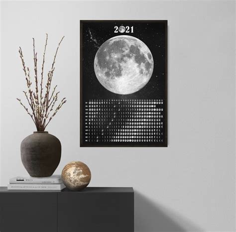 Moon Phases Wall Calendar 2021 Lunar Calendar Moon Phase | Etsy