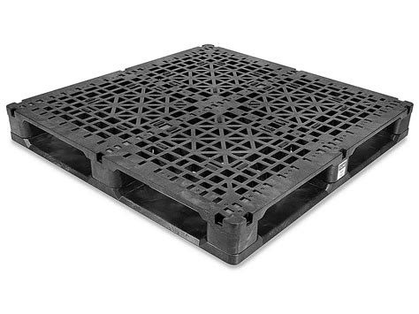 Rackable Plastic Pallet - 48 x 48", Black H-4059 - Uline