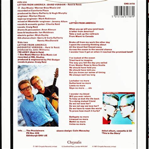 The Proclaimers Letter From America (Band Version) Vinyl - Discrepancy ...