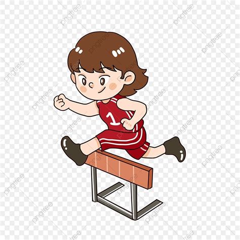 Hand Drawn Elements Png Image Hand Drawn Athletes Hurdle Cartoon