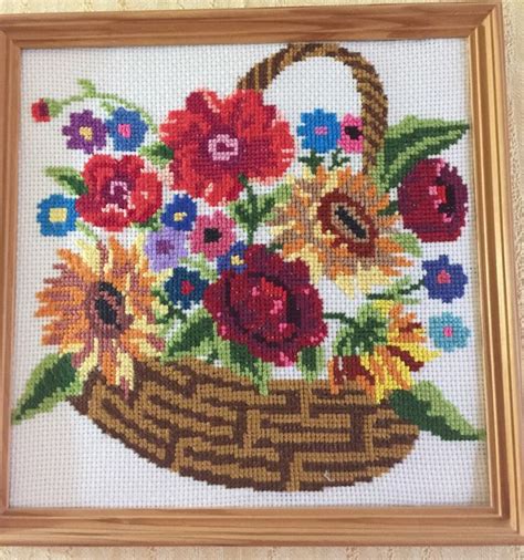 Pin On Embroidery Cross Stitch Flowers Cross Stitch Flower Basket