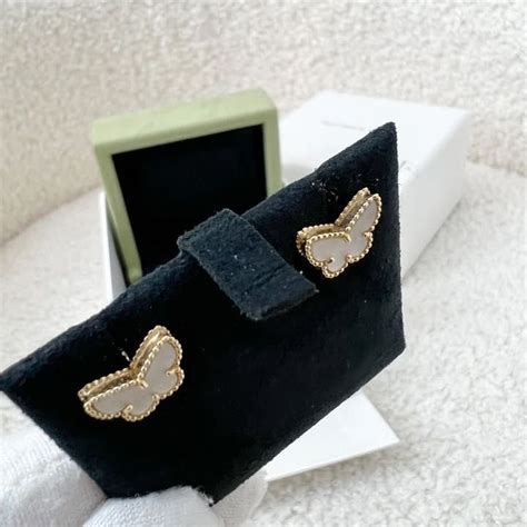 Van Cleef Arpels VCA Sweet Alhambra Butterfly Ear Studs With Mother