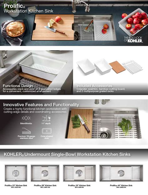 KOHLER Prolific Workstation Undermount Stainless Steel 33 in. Single ...