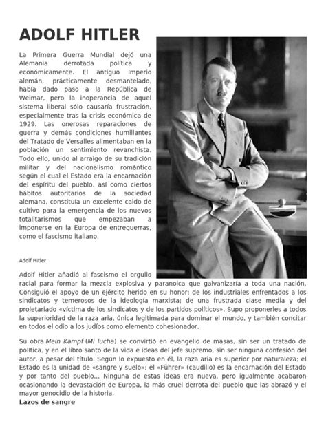 Biografia Adolf Hitler - Biografía de Adolf Hitler: Orígenes y Ascenso | PDF | Adolf Hitler ...