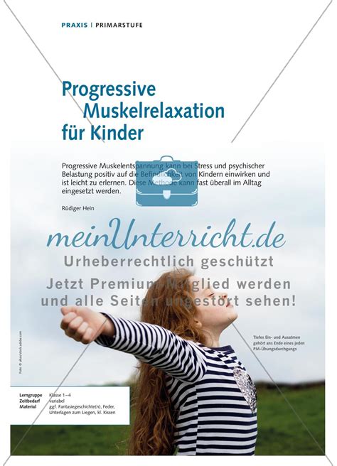 Progressive Muskelrelaxation F R Kinder Meinunterricht