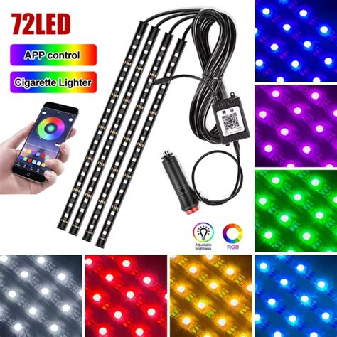 In Rgb Led Interior Strip Light Car Ambient Atmosphere Lighting App