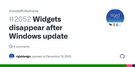 Widgets Disappear After Windows Update Issue 2052 Microsoft