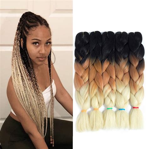 Extensiones De Cabello Para Trenzas Africanas Pelo Negro Marr N Rubio