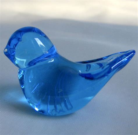 Leo Ward Bluebird Of Happiness Blue Glass Bird Signed 1993 Glass