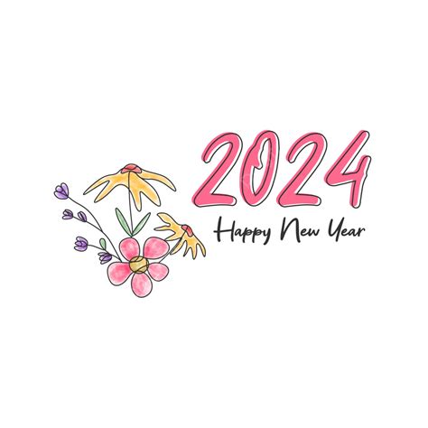 꽃 새해 복 많이 받으세요 2024 벡터 2024년 새해 새해 복 많이 받으세요 Png 일러스트 및 벡터 에 대한 무료