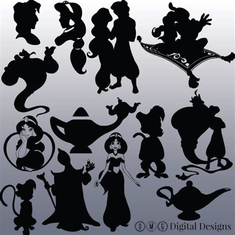 12 Aladdin Silhouette Digital Clipart Images By Omgdigitaldesigns Our