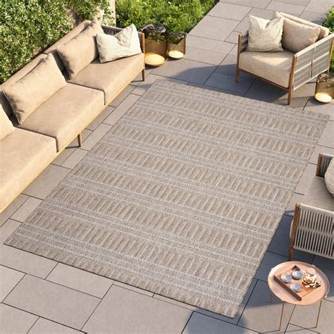 Tapiso Melissa Vloerkleed Bruin Beige Indoor Outdoor Tuin Tapijt Tapijt