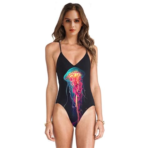 2018 New European Swimsuit Printing Backless Swimwear Women Strap V