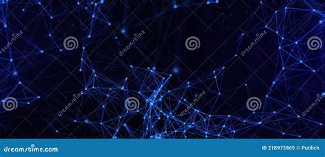 Abstract Futuristic Technology With Polygonal Shapes On Dark Blue