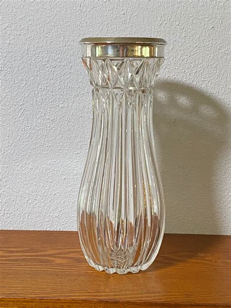 Antique Rare 19th Century German Cut Crystal Vase 800 Silver Etsy