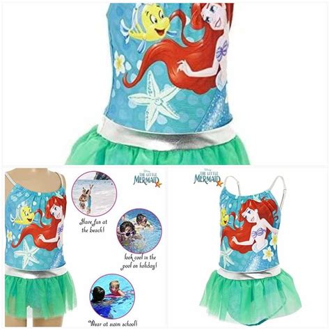 Disney Princess The Little Mermaid Ariel One Piece Swimming Costume For Girls Swimming