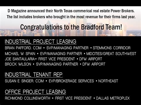 2019 Class Of D Ceo Power Brokers Bradford Commercial Real Estate