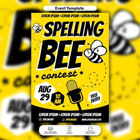 Premium PSD | Psd spelling bee contest flyer and social media post template