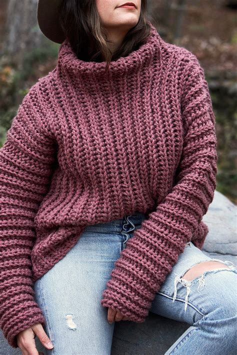 Crochet Pattern Oversized Fisherman S Rib Turtleneck Etsy