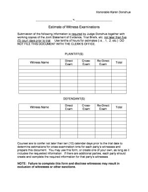 Fillable Online Estimate Of Witness Examinations Kingcounty Gov Fax