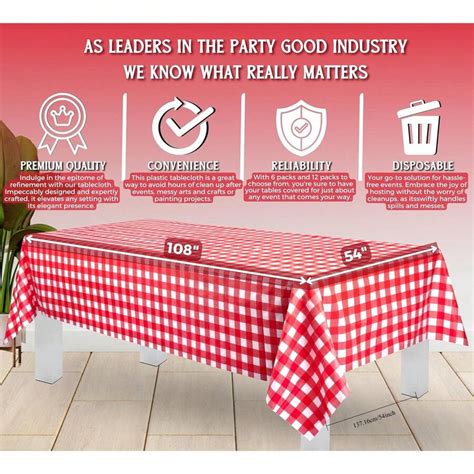 Red Gingham Checkered Pack Standard Disposable Plastic Party Picnic