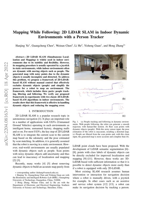 PDF Mapping While Following 2D LiDAR SLAM In Indoor Dynamic