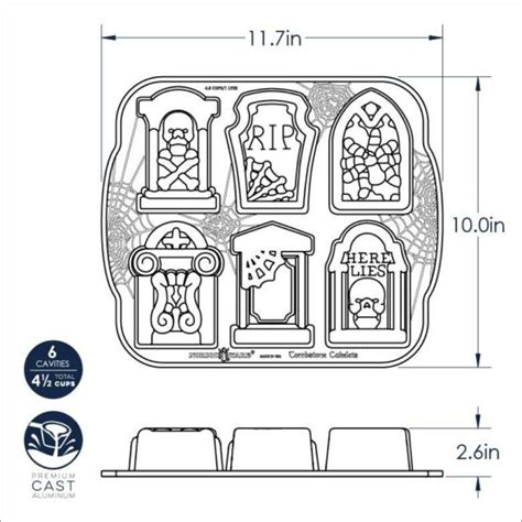 Tombstone Cakelet Pan Cast Aluminum Bakeware Nordic Ware