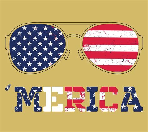 Merica With USA Flag Sunglass United States America 4th Of July