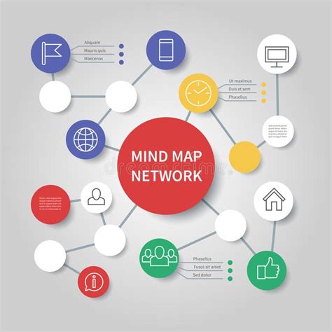 Diagrama De Rede Do Mapa De Mente Molde Infographic Do Vetor Do